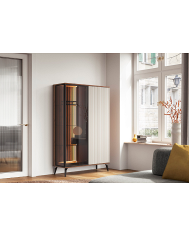 Ensemble meuble TV VICI couleur Cachemire / Noyer Warmia